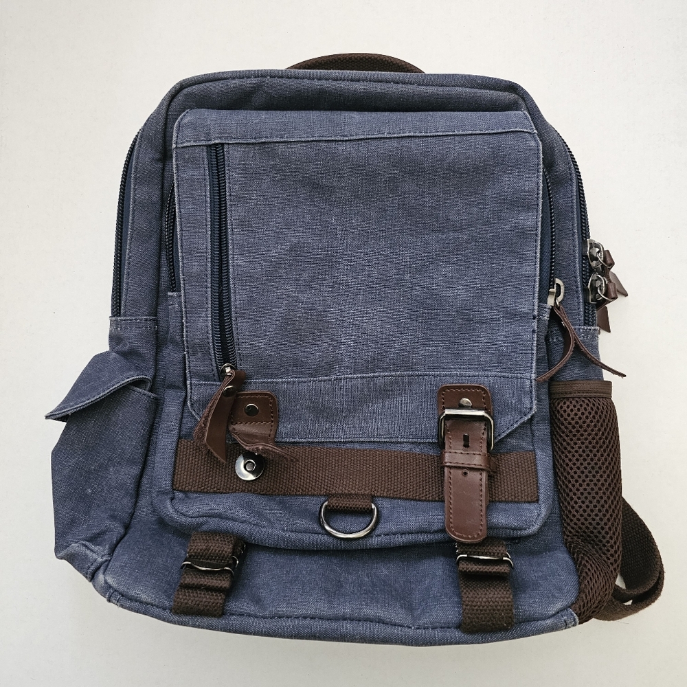 Stylish Blue Canvas Backpack
